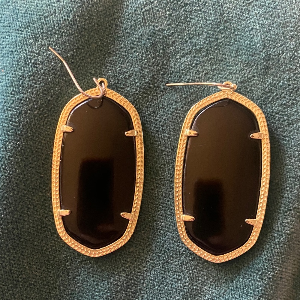 Kendra Scott Danielle Black and Gold Statement Earrings